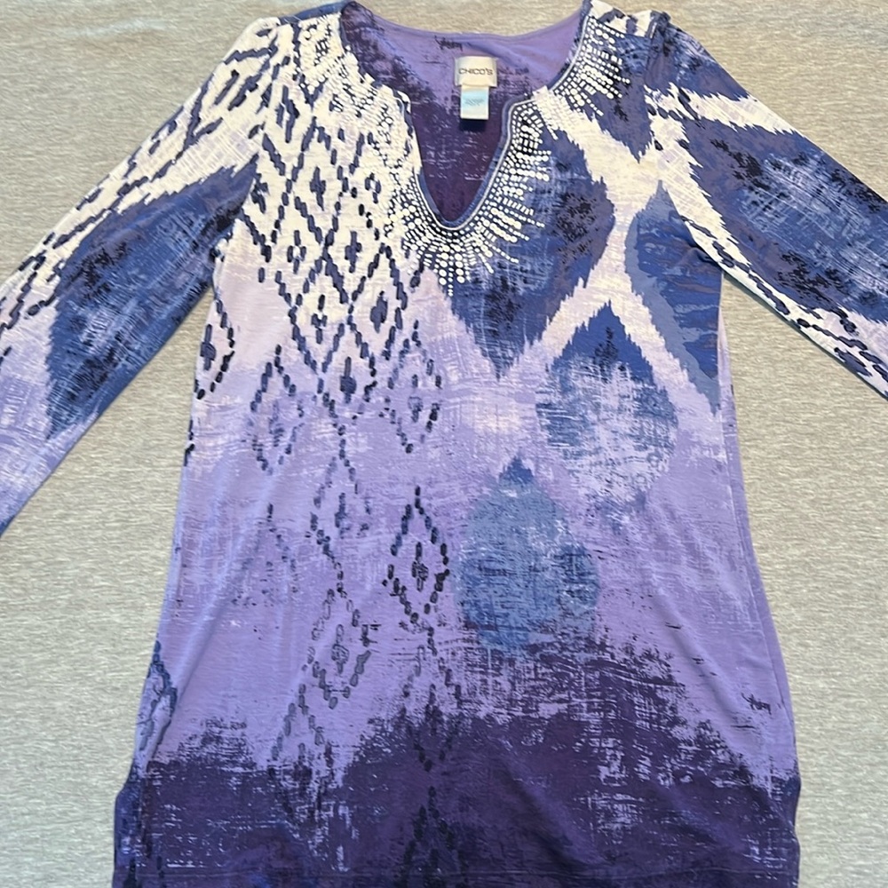 Chicos Knit Tunic/Top with Beaded Neckline